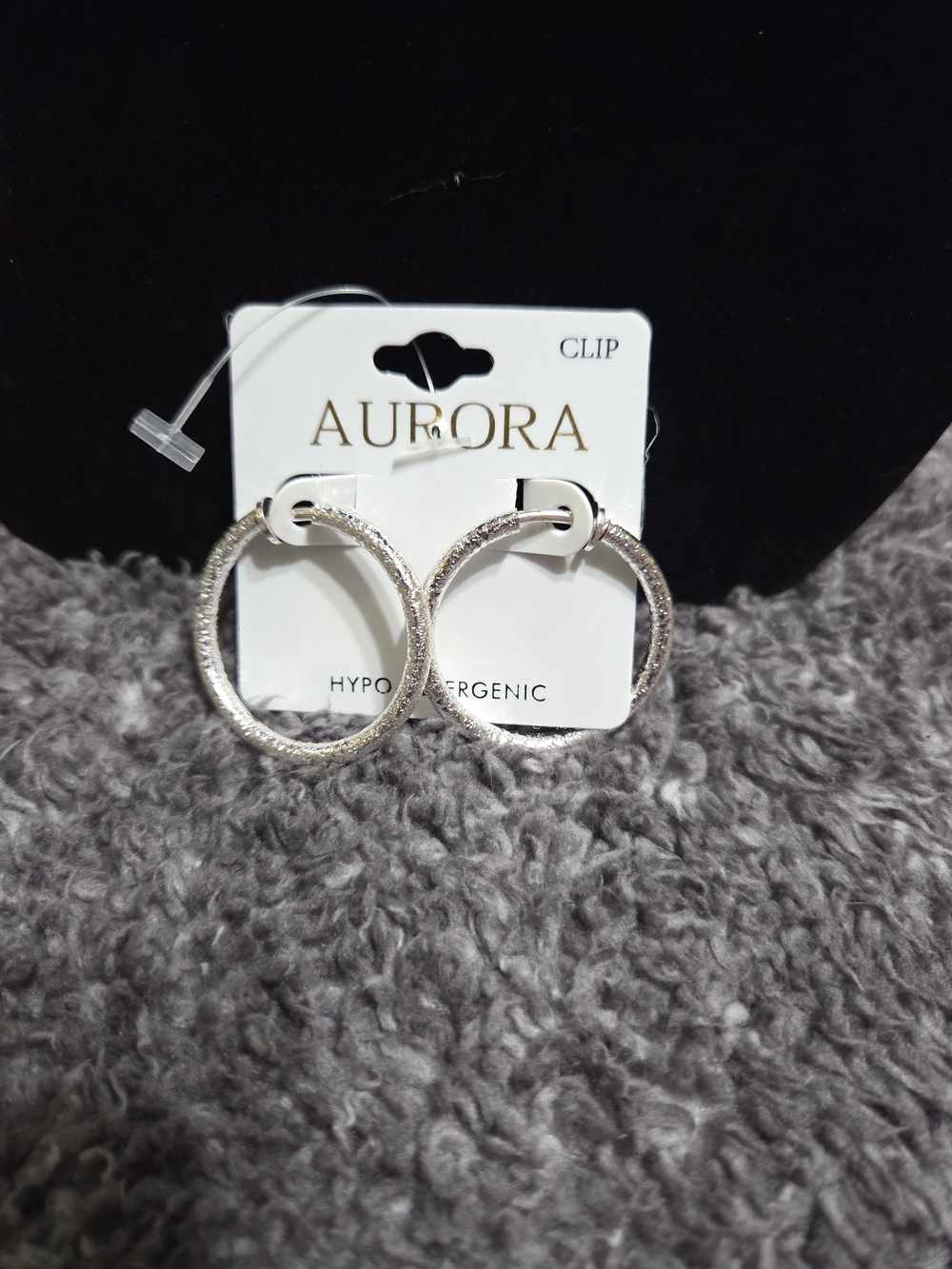 Silver-Tone Textured Hoop Clip Earrings